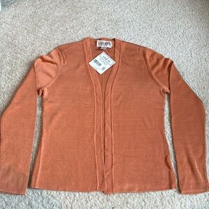 Gianni Petite pumpkin orange silk cardigan NWT
